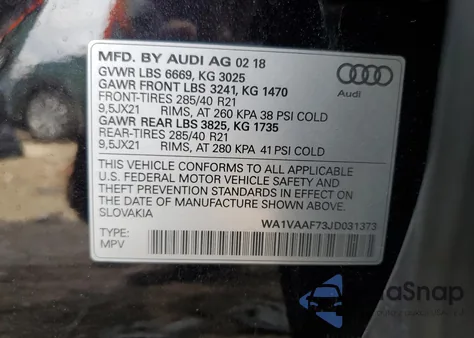 2018 Audi Q7 Prestige from USA, damaged, VIN WA1VAAF73JD031373